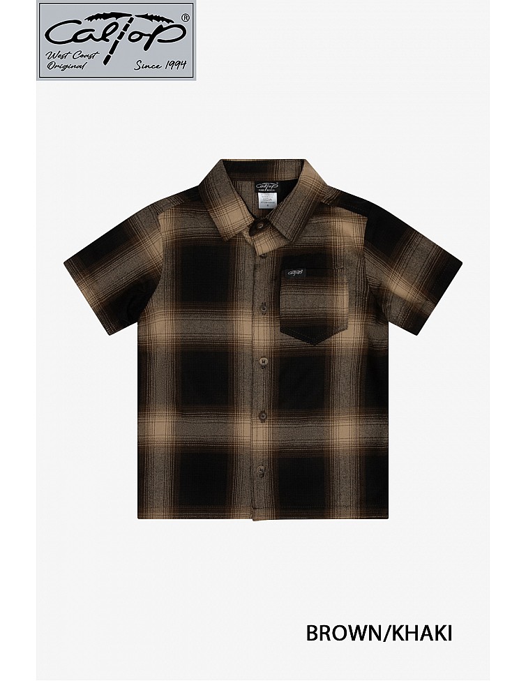 KS001 S/S PLAID : BROWN-KHAKI